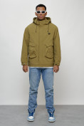 Купить Куртка молодежная мужская весенняя с капюшоном горчичного цвета 7311G, фото 11