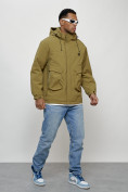 Купить Куртка молодежная мужская весенняя с капюшоном горчичного цвета 7311G, фото 13
