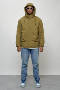 Купить Куртка молодежная мужская весенняя с капюшоном горчичного цвета 7311G, фото 15