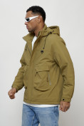 Купить Куртка молодежная мужская весенняя с капюшоном горчичного цвета 7311G, фото 2