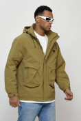 Купить Куртка молодежная мужская весенняя с капюшоном горчичного цвета 7311G, фото 3