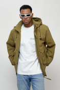 Купить Куртка молодежная мужская весенняя с капюшоном горчичного цвета 7311G, фото 5