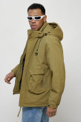 Купить Куртка молодежная мужская весенняя с капюшоном горчичного цвета 7311G, фото 6