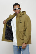 Купить Куртка молодежная мужская весенняя с капюшоном горчичного цвета 7311G, фото 7