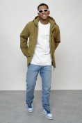 Купить Куртка молодежная мужская весенняя с капюшоном горчичного цвета 7311G, фото 9
