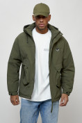 Купить Куртка молодежная мужская весенняя с капюшоном цвета хаки 7311Kh, фото 10