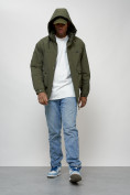 Купить Куртка молодежная мужская весенняя с капюшоном цвета хаки 7311Kh, фото 13