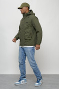 Купить Куртка молодежная мужская весенняя с капюшоном цвета хаки 7311Kh, фото 2