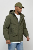 Купить Куртка молодежная мужская весенняя с капюшоном цвета хаки 7311Kh, фото 7
