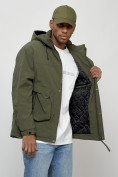Купить Куртка молодежная мужская весенняя с капюшоном цвета хаки 7311Kh, фото 9