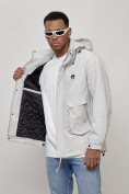 Купить Куртка молодежная мужская весенняя с капюшоном светло-серого цвета 7311SS, фото 10