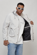 Купить Куртка молодежная мужская весенняя с капюшоном светло-серого цвета 7311SS, фото 11