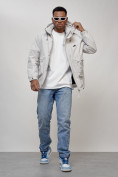 Купить Куртка молодежная мужская весенняя с капюшоном светло-серого цвета 7311SS, фото 14