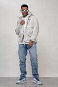 Купить Куртка молодежная мужская весенняя с капюшоном светло-серого цвета 7311SS, фото 15