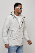 Купить Куртка молодежная мужская весенняя с капюшоном светло-серого цвета 7311SS, фото 3
