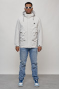 Купить Куртка молодежная мужская весенняя с капюшоном светло-серого цвета 7311SS, фото 5