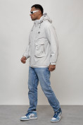 Купить Куртка молодежная мужская весенняя с капюшоном светло-серого цвета 7311SS, фото 6