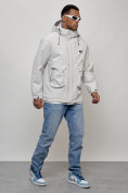 Купить Куртка молодежная мужская весенняя с капюшоном светло-серого цвета 7311SS, фото 7