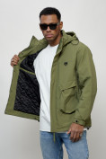 Купить Куртка молодежная мужская весенняя с капюшоном зеленого цвета 7311Z, фото 10