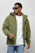 Купить Куртка молодежная мужская весенняя с капюшоном зеленого цвета 7311Z, фото 12