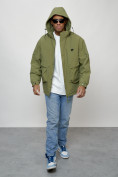 Купить Куртка молодежная мужская весенняя с капюшоном зеленого цвета 7311Z, фото 14
