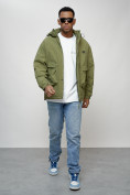 Купить Куртка молодежная мужская весенняя с капюшоном зеленого цвета 7311Z, фото 15