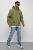Купить Куртка молодежная мужская весенняя с капюшоном зеленого цвета 7311Z, фото 3