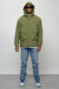 Купить Куртка молодежная мужская весенняя с капюшоном зеленого цвета 7311Z, фото 5