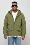 Купить Куртка молодежная мужская весенняя с капюшоном зеленого цвета 7311Z, фото 7