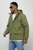 Купить Куртка молодежная мужская весенняя с капюшоном зеленого цвета 7311Z, фото 8