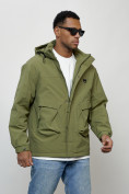 Купить Куртка молодежная мужская весенняя с капюшоном зеленого цвета 7311Z, фото 9