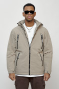 Купить Куртка молодежная мужская весенняя с капюшоном бежевого цвета 7312B
