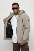 Купить Куртка молодежная мужская весенняя с капюшоном бежевого цвета 7312B, фото 14