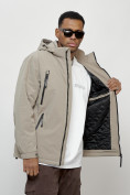 Купить Куртка молодежная мужская весенняя с капюшоном бежевого цвета 7312B, фото 15