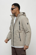 Купить Куртка молодежная мужская весенняя с капюшоном бежевого цвета 7312B, фото 2