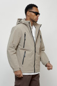 Купить Куртка молодежная мужская весенняя с капюшоном бежевого цвета 7312B, фото 3