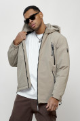 Купить Куртка молодежная мужская весенняя с капюшоном бежевого цвета 7312B, фото 5