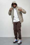 Купить Куртка молодежная мужская весенняя с капюшоном бежевого цвета 7312B, фото 7