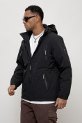 Купить Куртка молодежная мужская весенняя с капюшоном черного цвета 7312Ch, фото 2