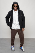 Купить Куртка молодежная мужская весенняя с капюшоном черного цвета 7312Ch, фото 9