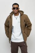 Купить Куртка молодежная мужская весенняя с капюшоном коричневого цвета 7312K, фото 10