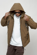 Купить Куртка молодежная мужская весенняя с капюшоном коричневого цвета 7312K, фото 11