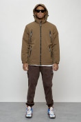 Купить Куртка молодежная мужская весенняя с капюшоном коричневого цвета 7312K, фото 15