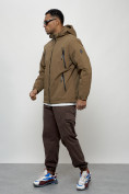 Купить Куртка молодежная мужская весенняя с капюшоном коричневого цвета 7312K, фото 2