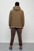 Купить Куртка молодежная мужская весенняя с капюшоном коричневого цвета 7312K, фото 4