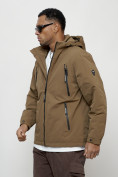 Купить Куртка молодежная мужская весенняя с капюшоном коричневого цвета 7312K, фото 6