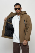 Купить Куртка молодежная мужская весенняя с капюшоном коричневого цвета 7312K, фото 8