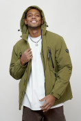 Купить Куртка молодежная мужская весенняя с капюшоном цвета хаки 7312Kh, фото 13
