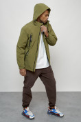 Купить Куртка молодежная мужская весенняя с капюшоном цвета хаки 7312Kh, фото 14