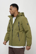 Купить Куртка молодежная мужская весенняя с капюшоном цвета хаки 7312Kh, фото 6